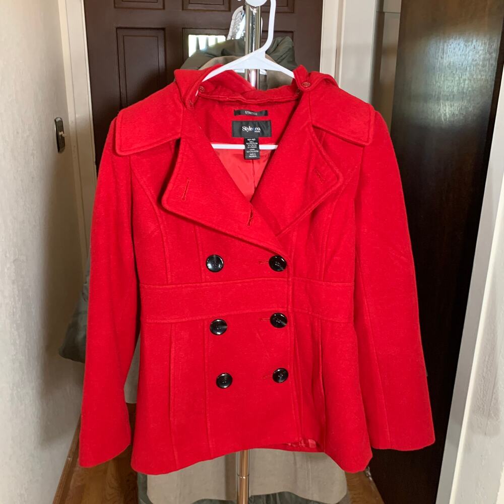 Style&co Red Hoodie Peacoat Size Small Petite - Picture 14 of 14